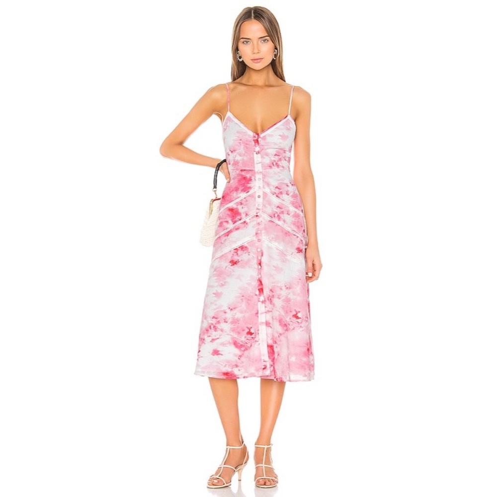 Lovers + Friends Alexa Midi Dress in Poppy Tie Dye